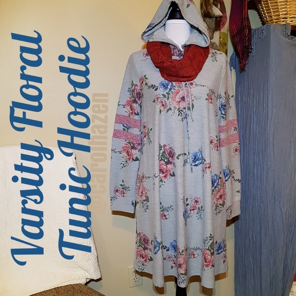 New Floral Tunic Dress Varsity Hoodie - Picture 2 of 8